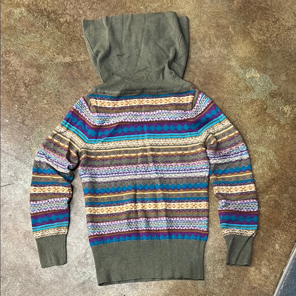 Multicolor Patterned Sweater with Cowl Neck - Picture 2 of 5